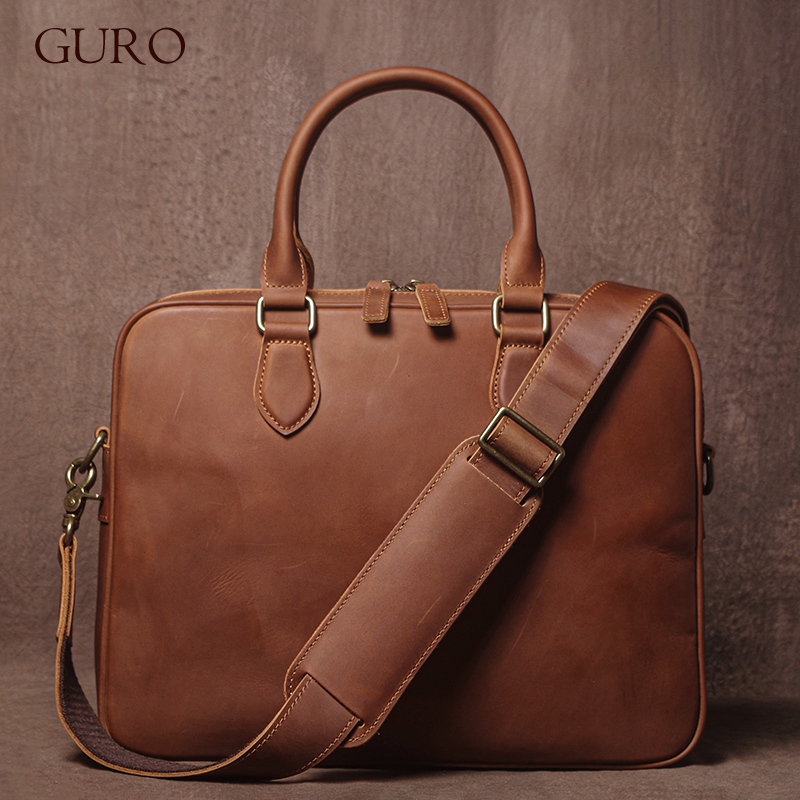Luxury Bags Tote - Мужской портфель GURO Crazy Horse из